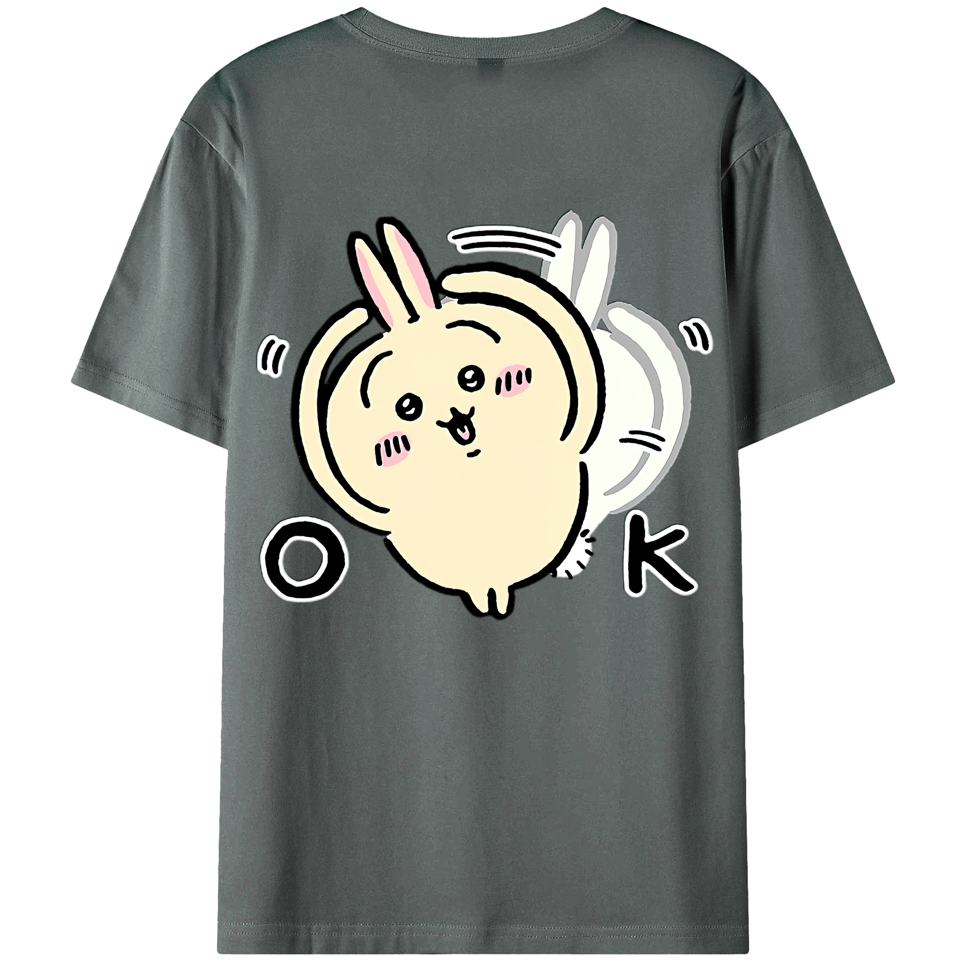 （画像用） ちいかわ うさぎ Chii-kawa usagi 綿100％半袖Tシャツ（背面プリント）